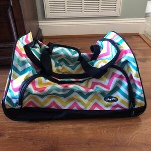 Chevron print wheeled duffle bag